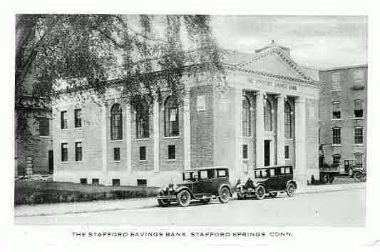 vintage postcard of Stafford Savings Bank main branch
